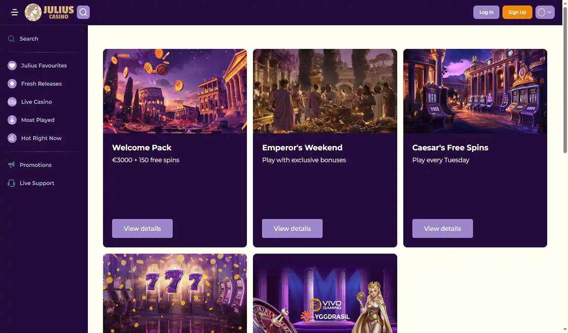 Promotions sur Julius Casino